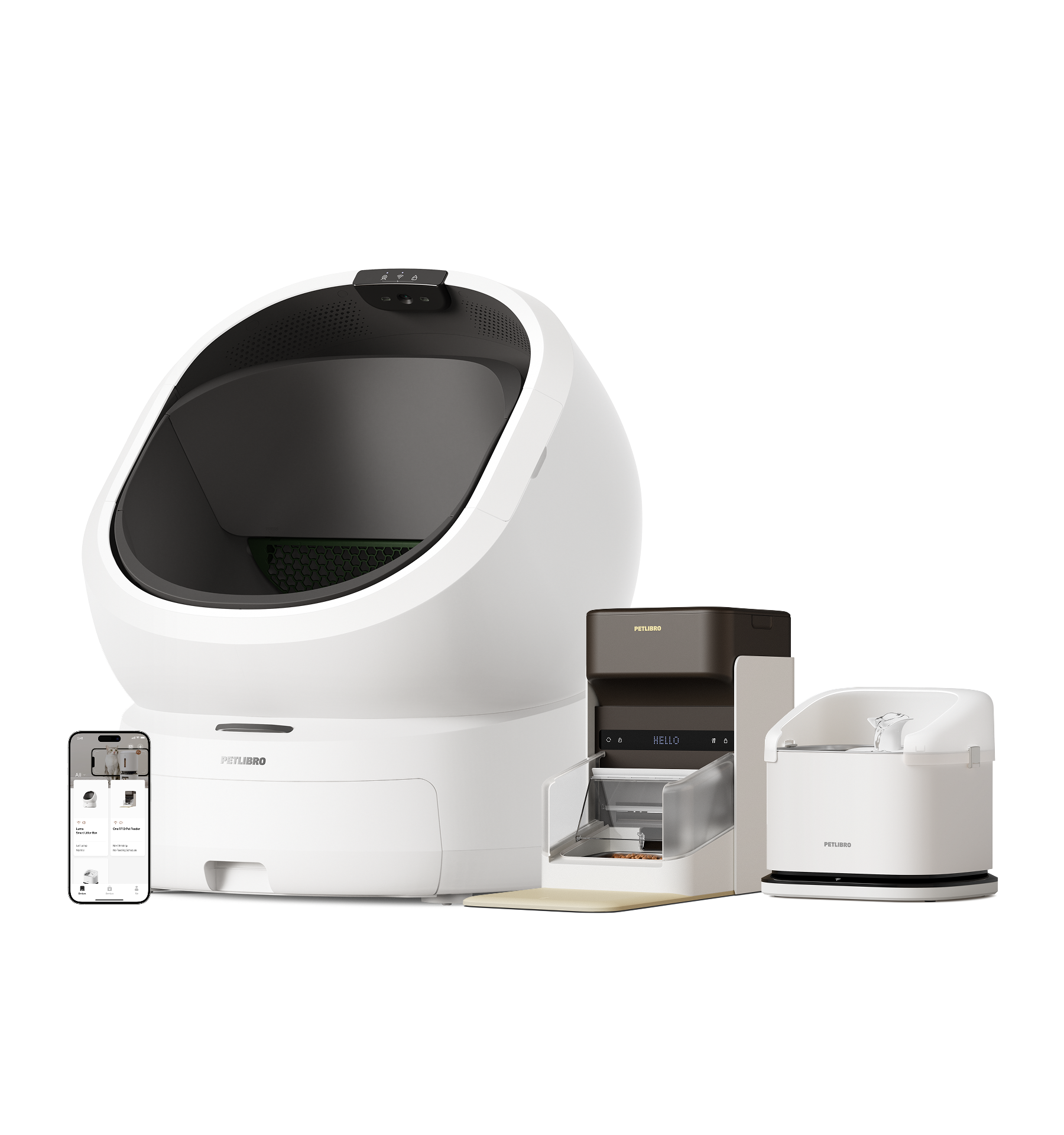 Luma Smart Litter Box & Dockstream RFID Smart Fountain & One RFID Smart Feeder